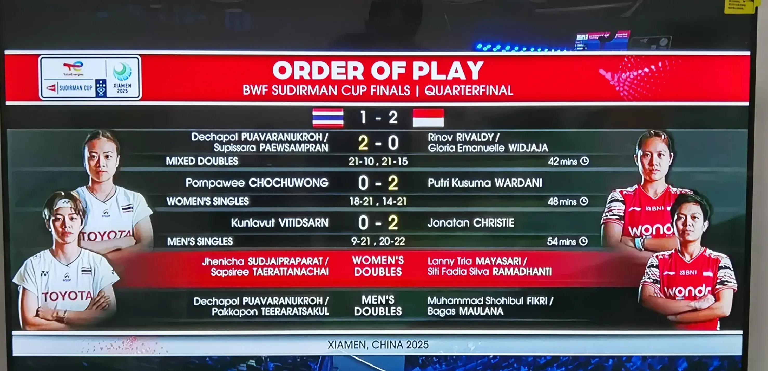 印尼羽毛球队绝地反击泰国羽毛球队，马琳关键制胜